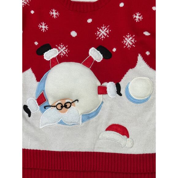 Tumbling 3D Santa Claus Ugly Christmas Sweater M - Picture 2 of 4